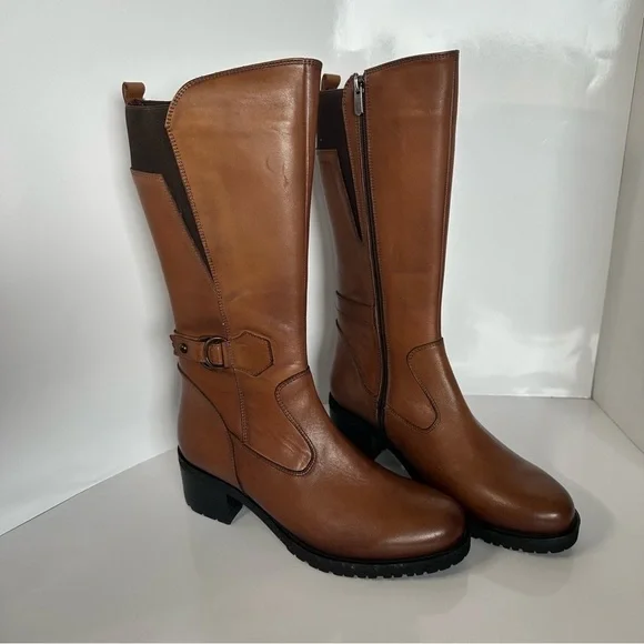 Mago Paula tall Women's Brown Leather Riding Boots - Picture 2 of 11